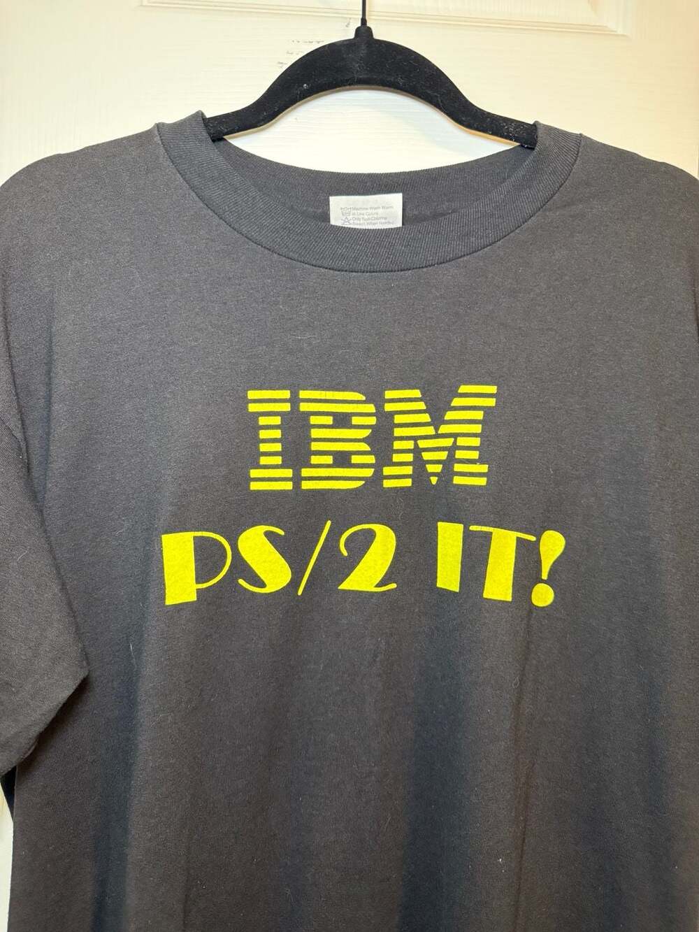 Vintage 80s Hanes IBM PS/2 IT Promo T-Shirt Black XL